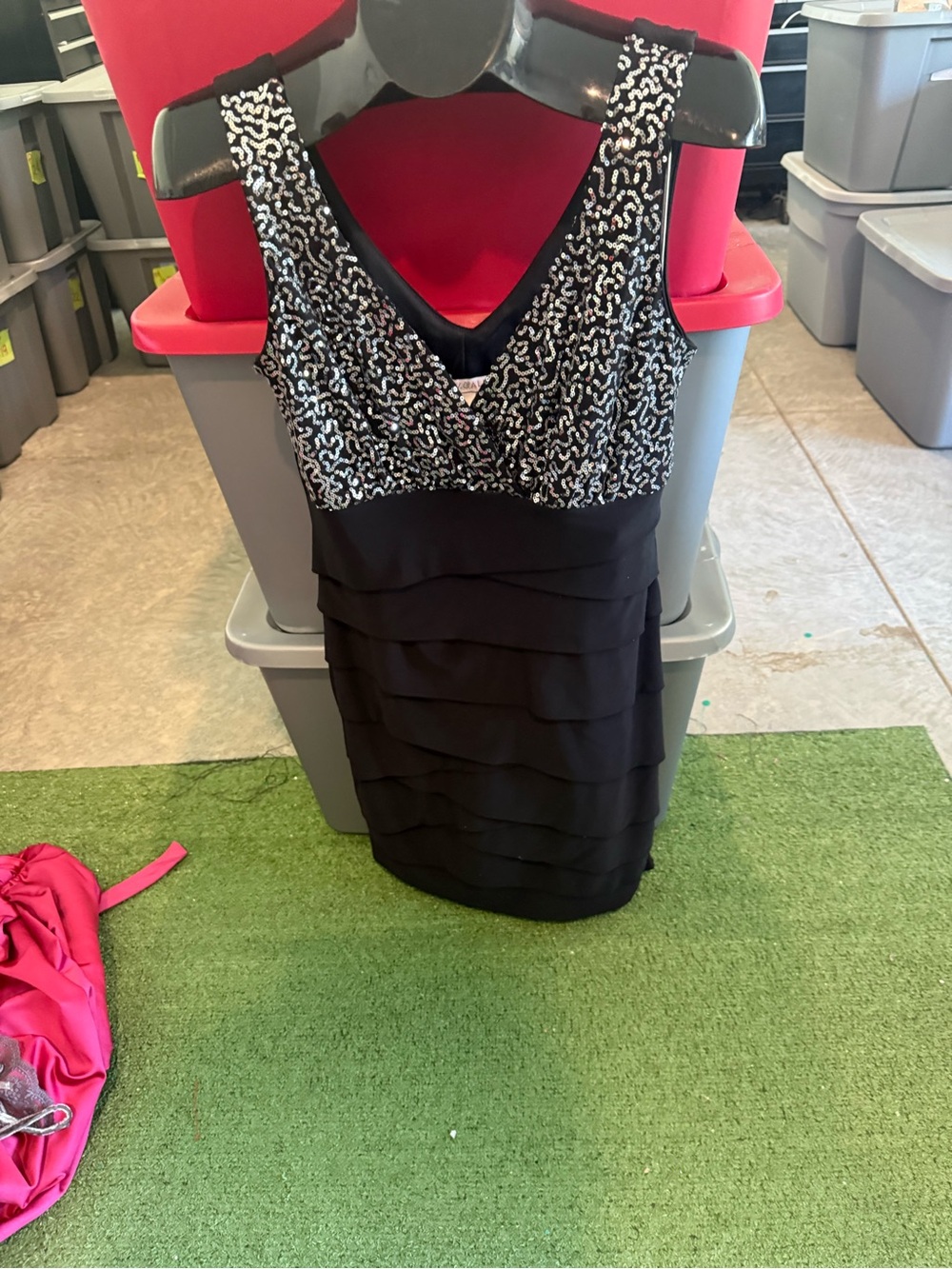 Black Layered Cocktail Dress with Sequin Bodice p34
